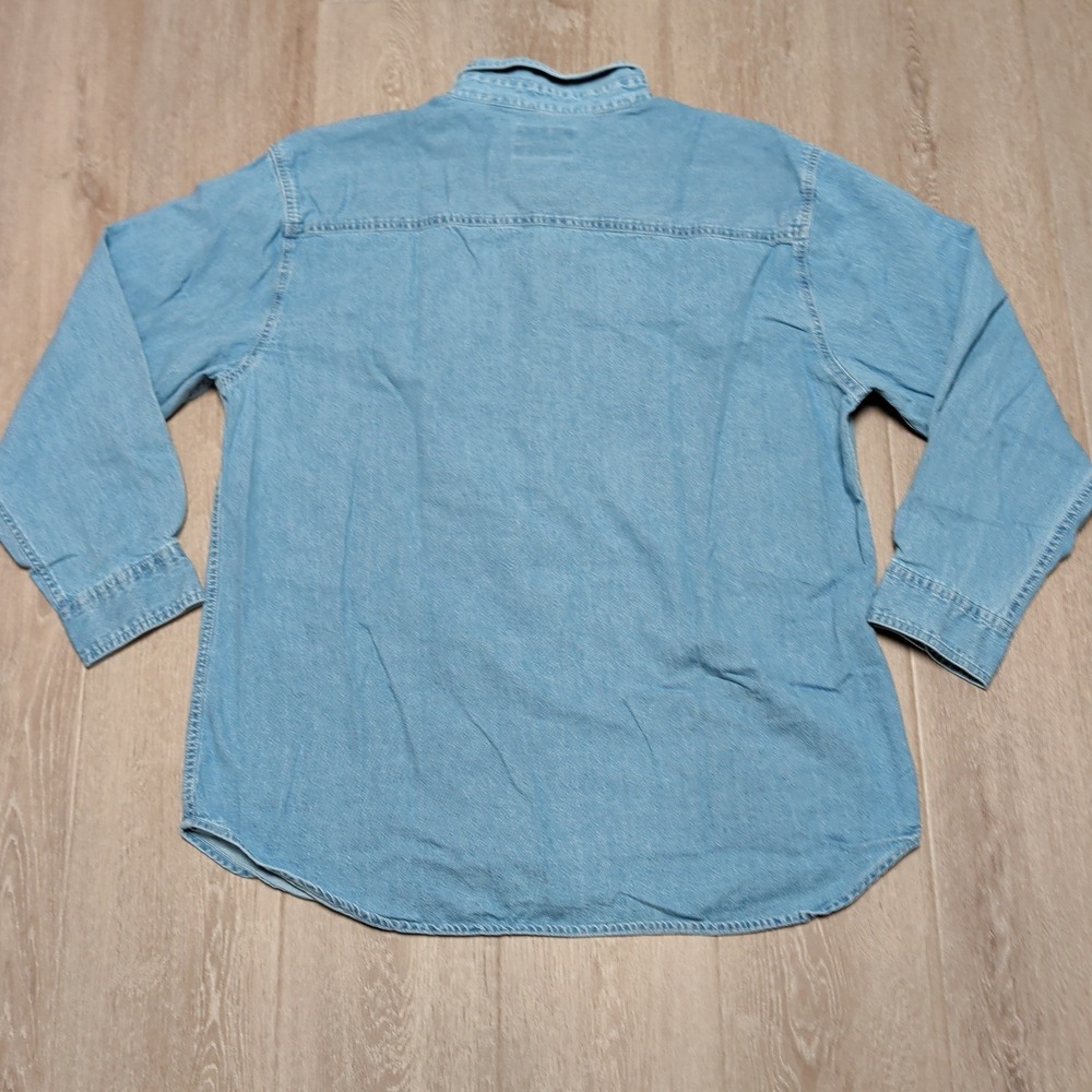 Vintage All Sport Denim Shirt Mens L Fits‎ XL Chambray Alaska Embroidered Cotton - Picture 4 of 6